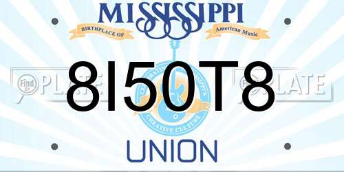 8I50T8 Mississippi License Plate