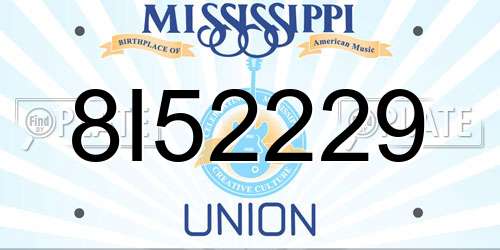 8I52229 Mississippi License Plate