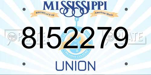 8I52279 Mississippi License Plate