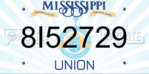 8I52729 Mississippi License Plate