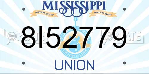 8I52779 Mississippi License Plate