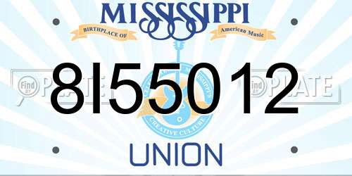 8I55012 Mississippi License Plate