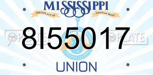 8I55017 Mississippi License Plate