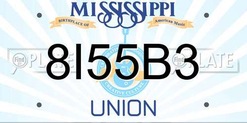 8I55B3 Mississippi License Plate