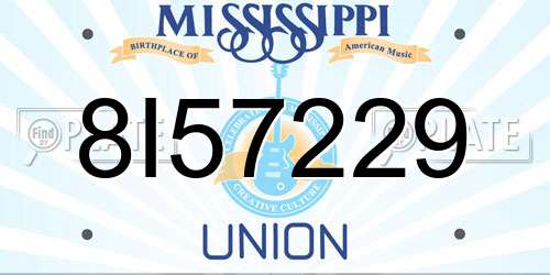 8I57229 Mississippi License Plate