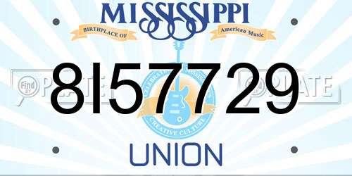 8I57729 Mississippi License Plate