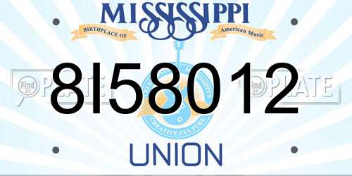 8I58012 Mississippi License Plate