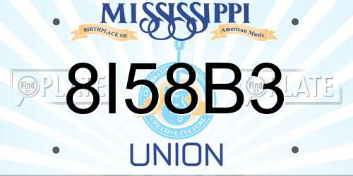 8I58B3 Mississippi License Plate