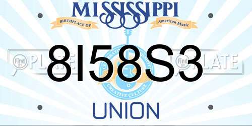 8I58S3 Mississippi License Plate
