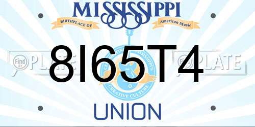 8I65T4 Mississippi License Plate