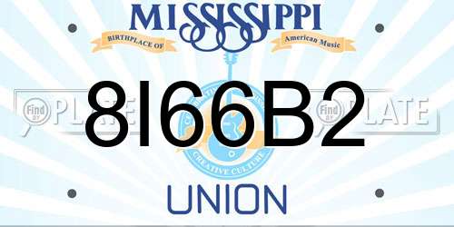 8I66B2 Mississippi License Plate