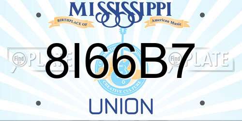 8I66B7 Mississippi License Plate