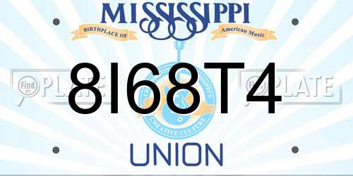8I68T4 Mississippi License Plate