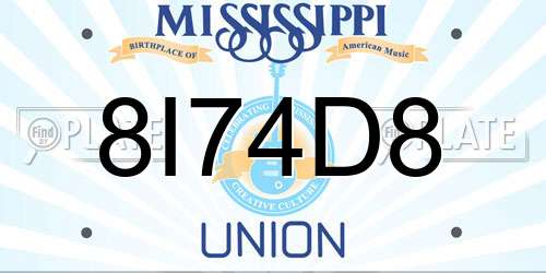 8I74D8 Mississippi License Plate
