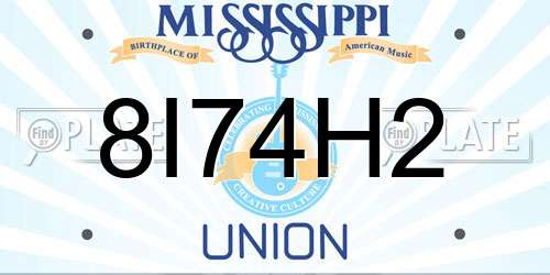 8I74H2 Mississippi License Plate