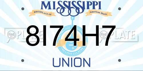 8I74H7 Mississippi License Plate
