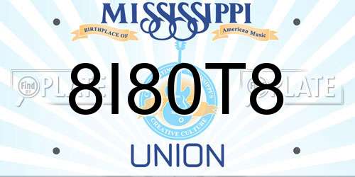8I80T8 Mississippi License Plate