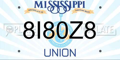 8I80Z8 Mississippi License Plate