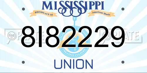 8I82229 Mississippi License Plate