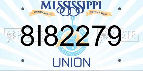 8I82279 Mississippi License Plate
