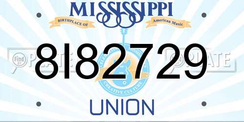8I82729 Mississippi License Plate