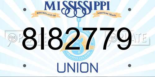 8I82779 Mississippi License Plate