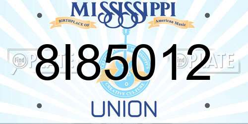 8I85012 Mississippi License Plate