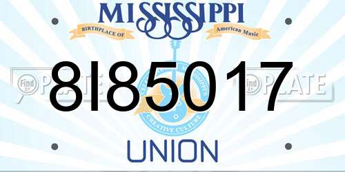 8I85017 Mississippi License Plate