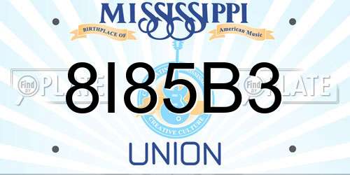 8I85B3 Mississippi License Plate
