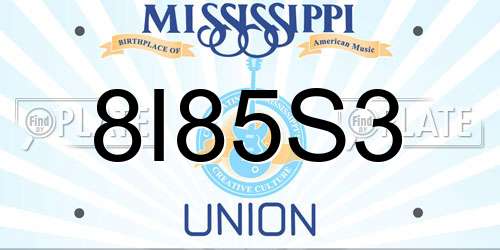 8I85S3 Mississippi License Plate