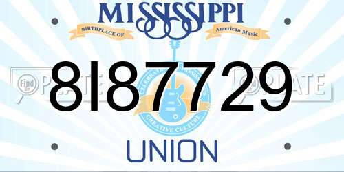 8I87729 Mississippi License Plate