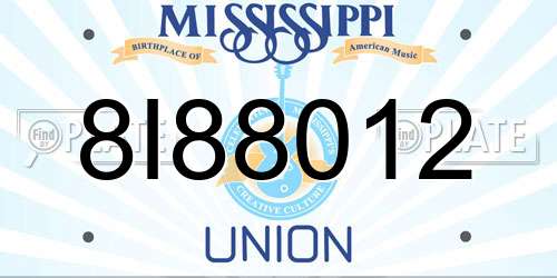 8I88012 Mississippi License Plate