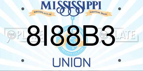 8I88B3 Mississippi License Plate