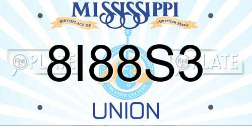 8I88S3 Mississippi License Plate