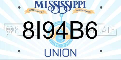 8I94B6 Mississippi License Plate