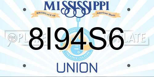 8I94S6 Mississippi License Plate