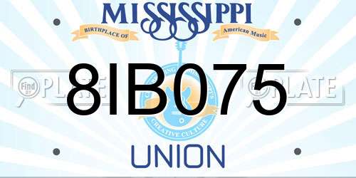 8IB075 Mississippi License Plate