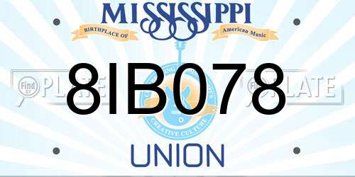 8IB078 Mississippi License Plate