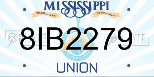 8IB2279 Mississippi License Plate