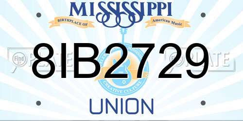 8IB2729 Mississippi License Plate