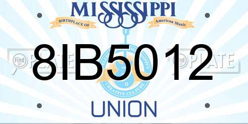 8IB5012 Mississippi License Plate