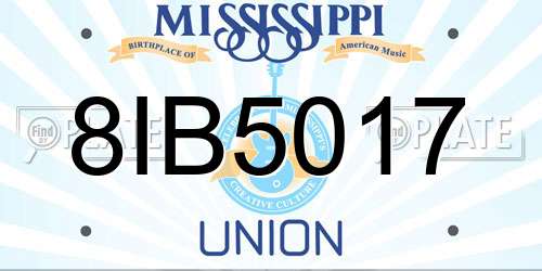 8IB5017 Mississippi License Plate