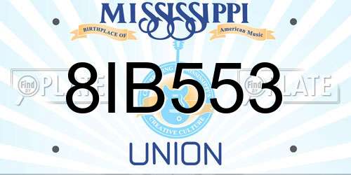 8IB553 Mississippi License Plate