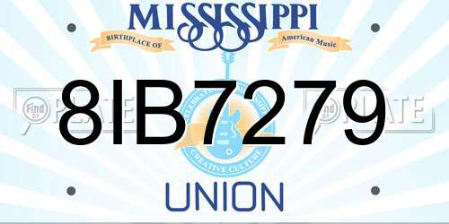 8IB7279 Mississippi License Plate