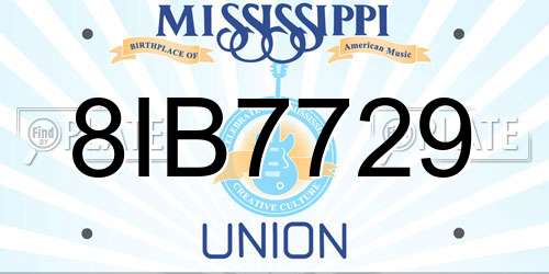 8IB7729 Mississippi License Plate