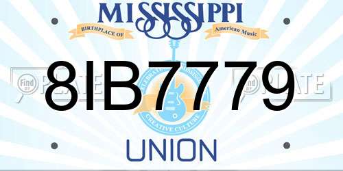 8IB7779 Mississippi License Plate