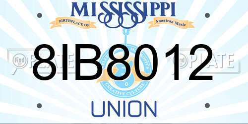 8IB8012 Mississippi License Plate