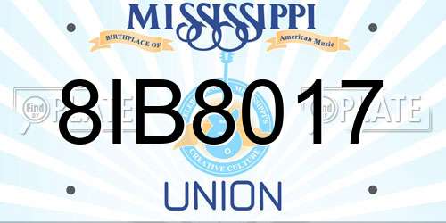 8IB8017 Mississippi License Plate