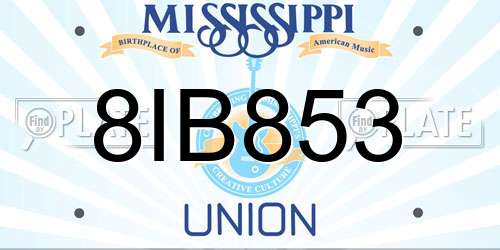 8IB853 Mississippi License Plate