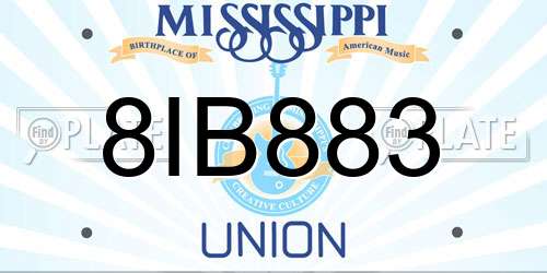 8IB883 Mississippi License Plate